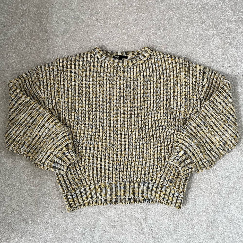 Maje blue and yellow knit oversized sweater size small